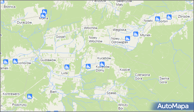 mapa Kucębów, Kucębów na mapie Targeo