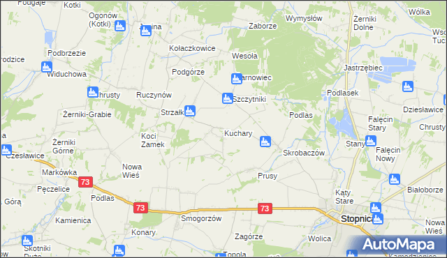 mapa Kuchary gmina Stopnica, Kuchary gmina Stopnica na mapie Targeo