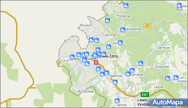 mapa Kudowa-Zdrój, Kudowa-Zdrój na mapie Targeo