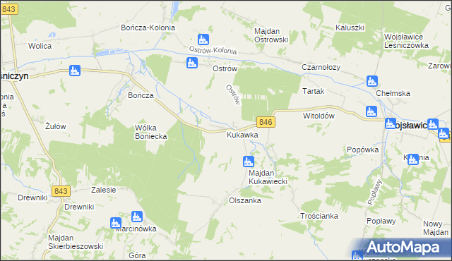 mapa Kukawka gmina Wojsławice, Kukawka gmina Wojsławice na mapie Targeo