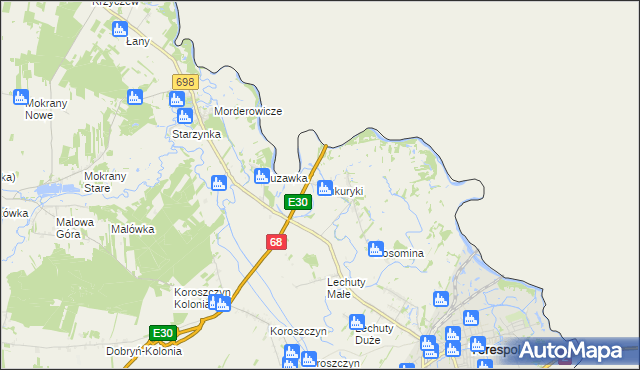 mapa Kukuryki, Kukuryki na mapie Targeo