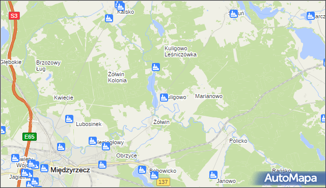 mapa Kuligowo, Kuligowo na mapie Targeo