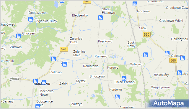 mapa Kuniewo, Kuniewo na mapie Targeo