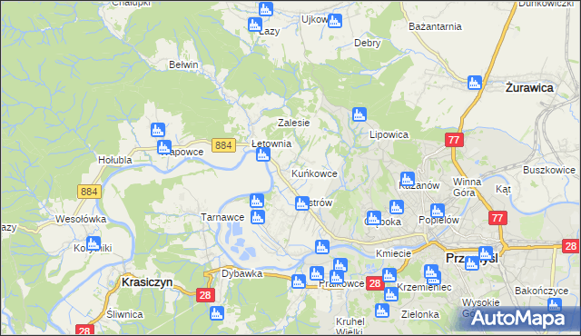 mapa Kuńkowce, Kuńkowce na mapie Targeo