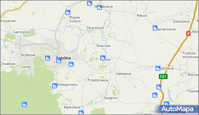 mapa Kunów gmina Sobótka, Kunów gmina Sobótka na mapie Targeo