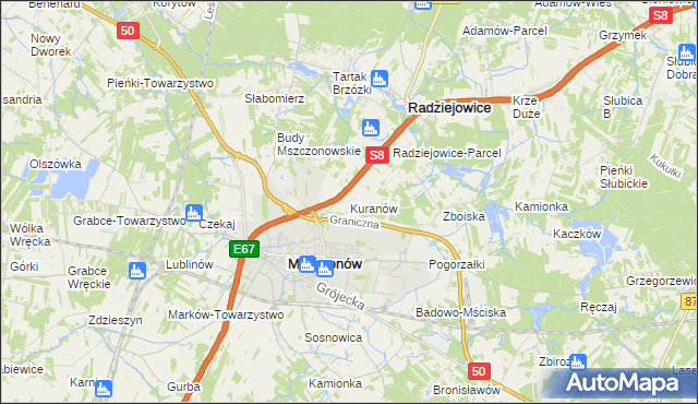 mapa Kuranów, Kuranów na mapie Targeo