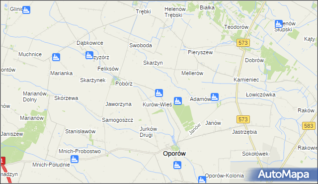 mapa Kurów-Parcel, Kurów-Parcel na mapie Targeo