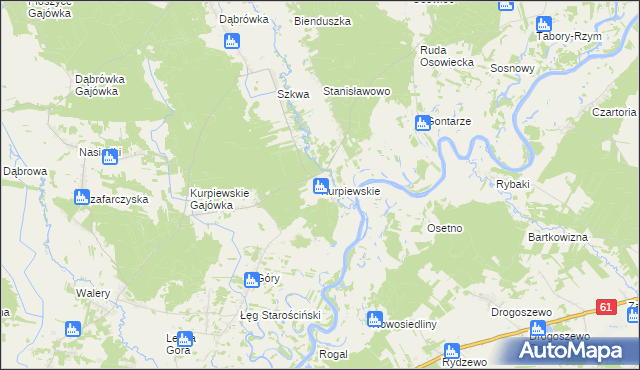 mapa Kurpiewskie, Kurpiewskie na mapie Targeo
