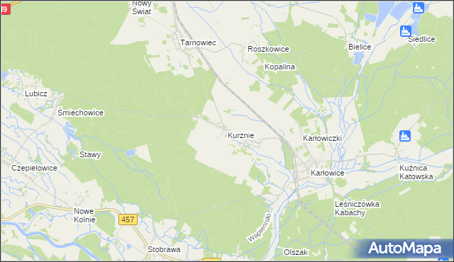 mapa Kurznie, Kurznie na mapie Targeo