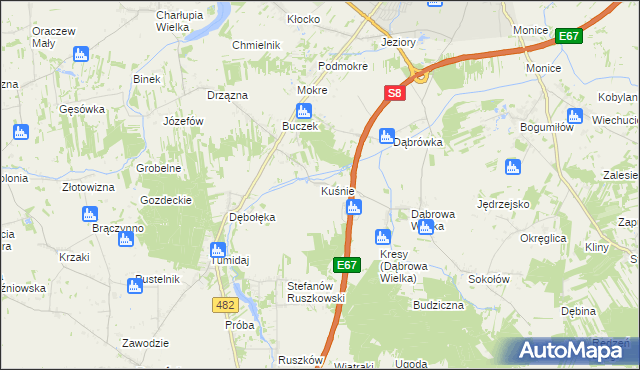 mapa Kuśnie, Kuśnie na mapie Targeo