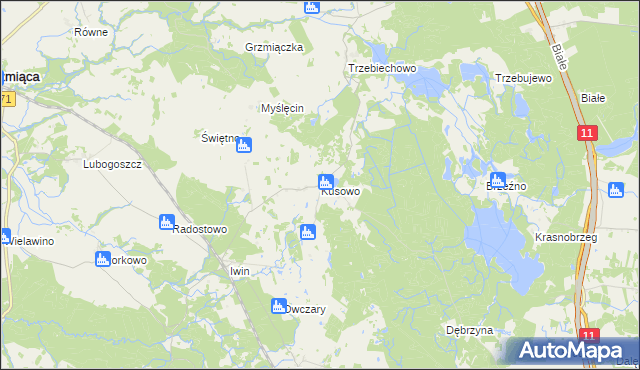 mapa Kusowo gmina Szczecinek, Kusowo gmina Szczecinek na mapie Targeo