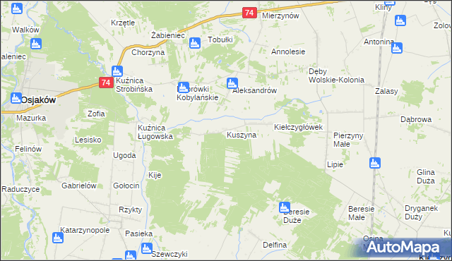 mapa Kuszyna, Kuszyna na mapie Targeo