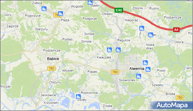 mapa Kwaczała, Kwaczała na mapie Targeo
