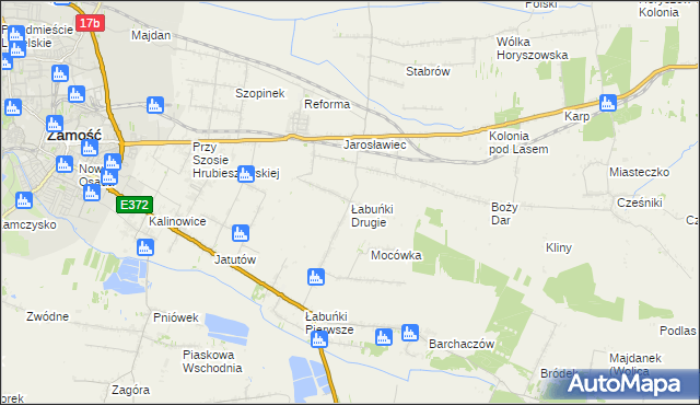 mapa Łabuńki Drugie, Łabuńki Drugie na mapie Targeo