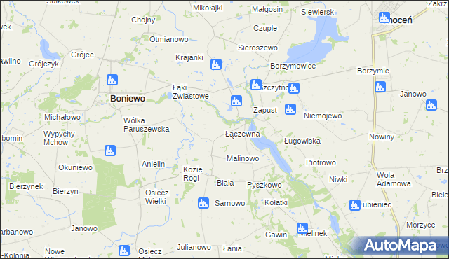 mapa Łączewna gmina Boniewo, Łączewna gmina Boniewo na mapie Targeo