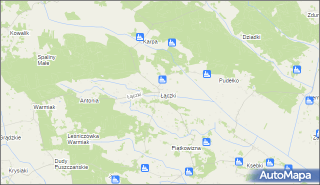 mapa Łączki gmina Łyse, Łączki gmina Łyse na mapie Targeo