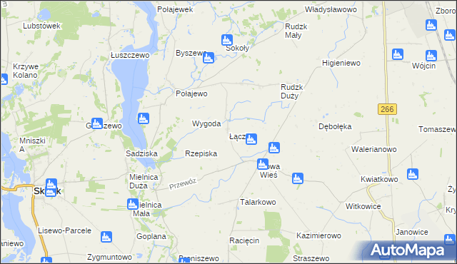 mapa Łączki gmina Piotrków Kujawski, Łączki gmina Piotrków Kujawski na mapie Targeo