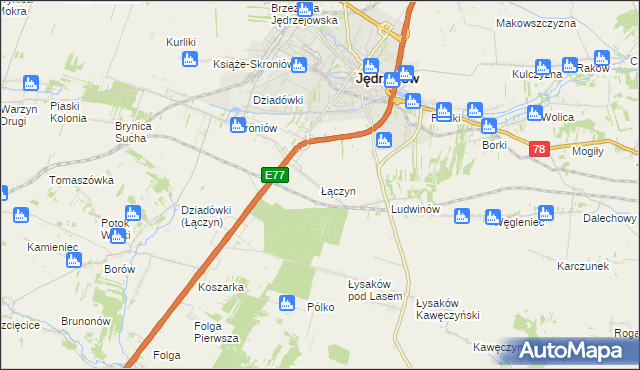 mapa Łączyn, Łączyn na mapie Targeo