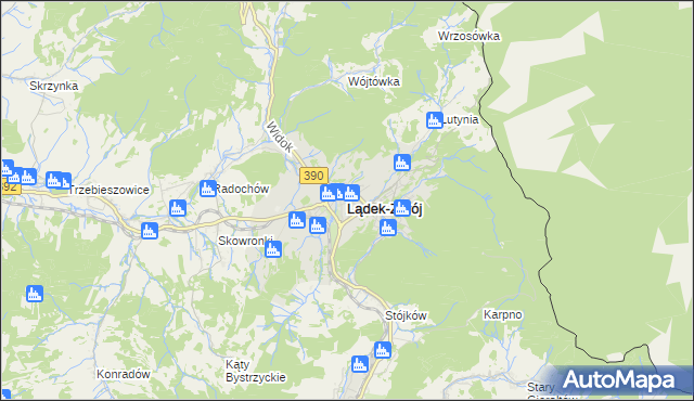 mapa Lądek-Zdrój, Lądek-Zdrój na mapie Targeo