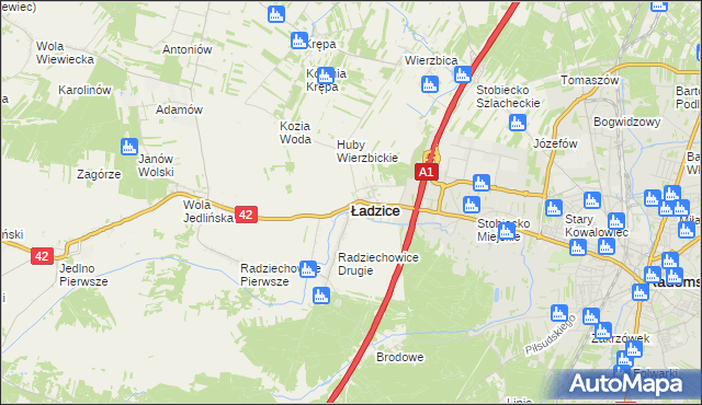 mapa Ładzice, Ładzice na mapie Targeo