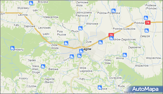 mapa Łagów powiat kielecki, Łagów powiat kielecki na mapie Targeo
