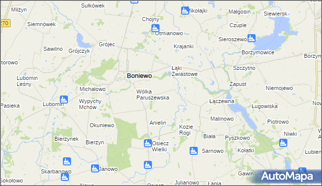 mapa Łąki Wielkie, Łąki Wielkie na mapie Targeo
