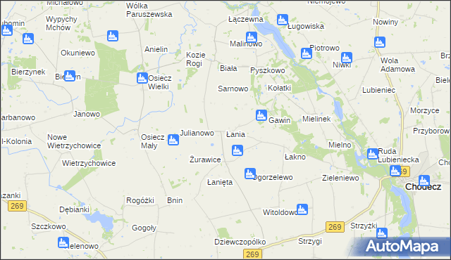 mapa Łania, Łania na mapie Targeo