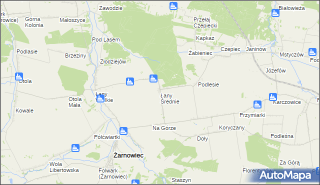 mapa Łany Średnie, Łany Średnie na mapie Targeo