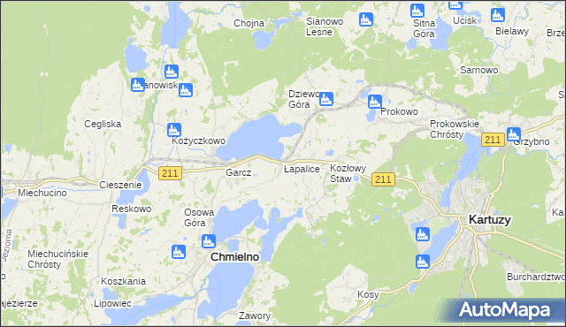 mapa Łapalice, Łapalice na mapie Targeo