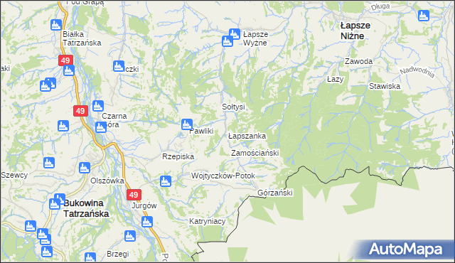 mapa Łapszanka, Łapszanka na mapie Targeo