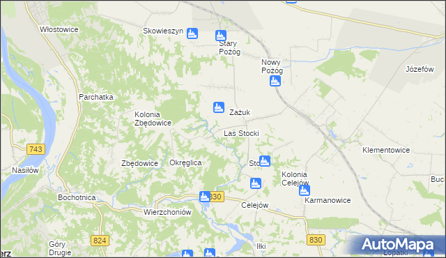 mapa Las Stocki, Las Stocki na mapie Targeo