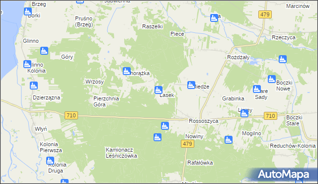mapa Lasek gmina Warta, Lasek gmina Warta na mapie Targeo