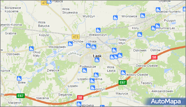 mapa Łask, Łask na mapie Targeo
