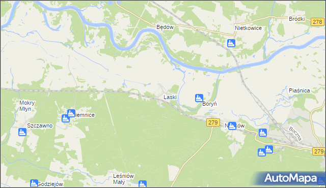 mapa Laski gmina Czerwieńsk, Laski gmina Czerwieńsk na mapie Targeo