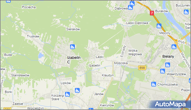 mapa Laski gmina Izabelin, Laski gmina Izabelin na mapie Targeo