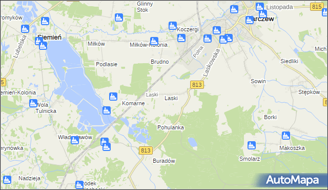 mapa Laski gmina Parczew, Laski gmina Parczew na mapie Targeo