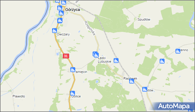 mapa Laski Lubuskie, Laski Lubuskie na mapie Targeo