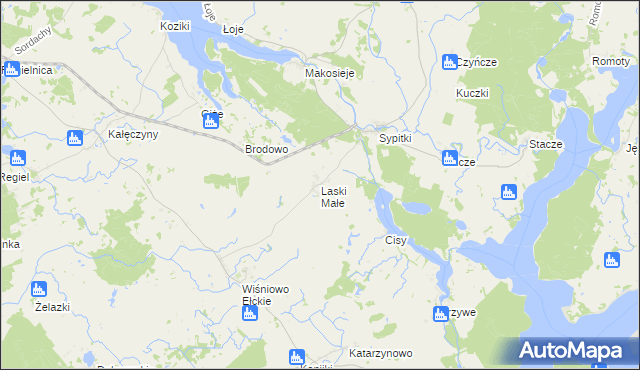 mapa Laski Małe gmina Kalinowo, Laski Małe gmina Kalinowo na mapie Targeo