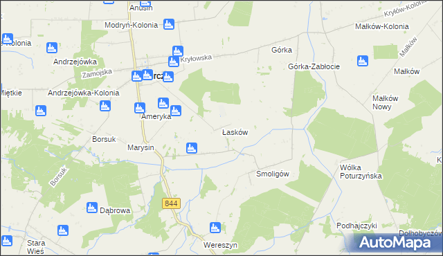 mapa Łasków, Łasków na mapie Targeo