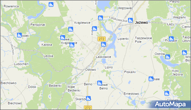 mapa Laskowice gmina Jeżewo, Laskowice gmina Jeżewo na mapie Targeo