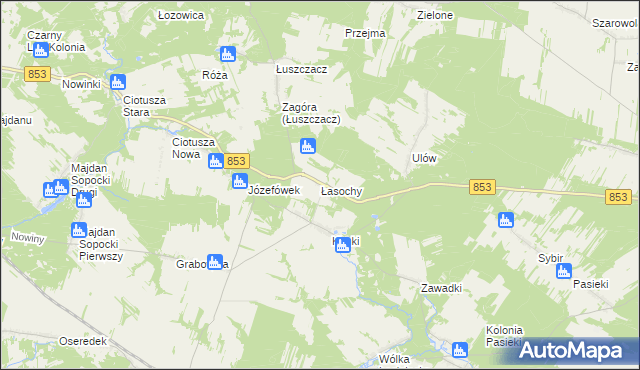 mapa Łasochy, Łasochy na mapie Targeo