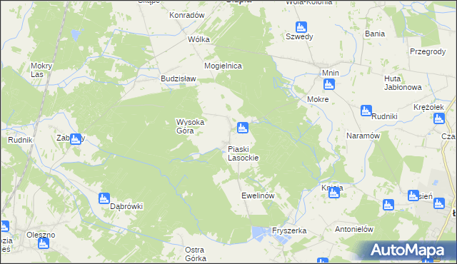 mapa Lasocin gmina Łopuszno, Lasocin gmina Łopuszno na mapie Targeo