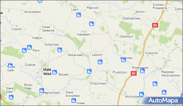 mapa Lasocin gmina Mała Wieś, Lasocin gmina Mała Wieś na mapie Targeo