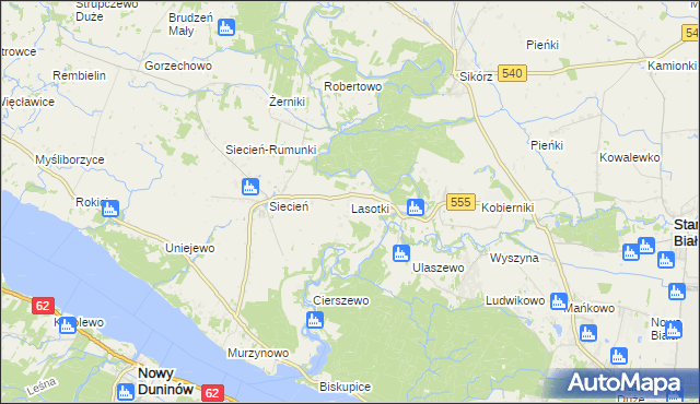 mapa Lasotki gmina Brudzeń Duży, Lasotki gmina Brudzeń Duży na mapie Targeo