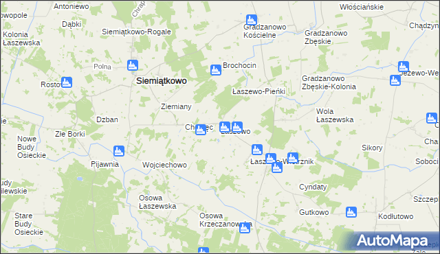 mapa Łaszewo gmina Siemiątkowo, Łaszewo gmina Siemiątkowo na mapie Targeo
