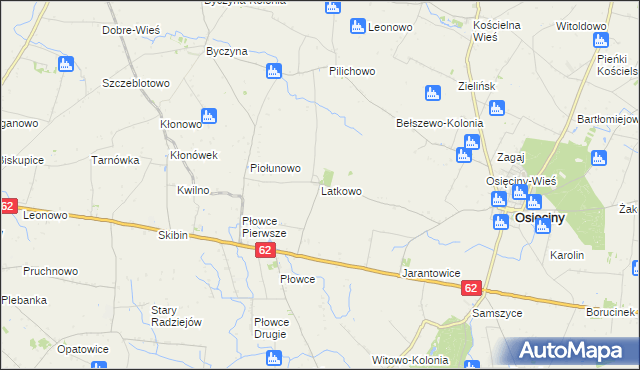 mapa Latkowo gmina Osięciny, Latkowo gmina Osięciny na mapie Targeo