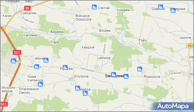 mapa Latowice, Latowice na mapie Targeo