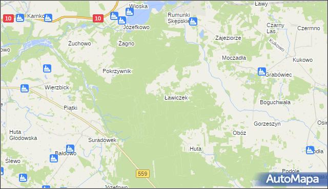mapa Ławiczek, Ławiczek na mapie Targeo