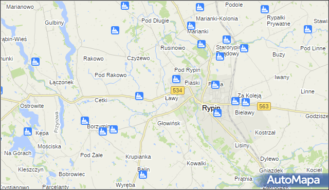 mapa Ławy gmina Rypin, Ławy gmina Rypin na mapie Targeo