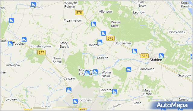 mapa Łaziska gmina Słubice, Łaziska gmina Słubice na mapie Targeo